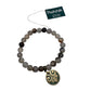 Marble Beaded Bracelet with Turquoise Patina Leaf Charm