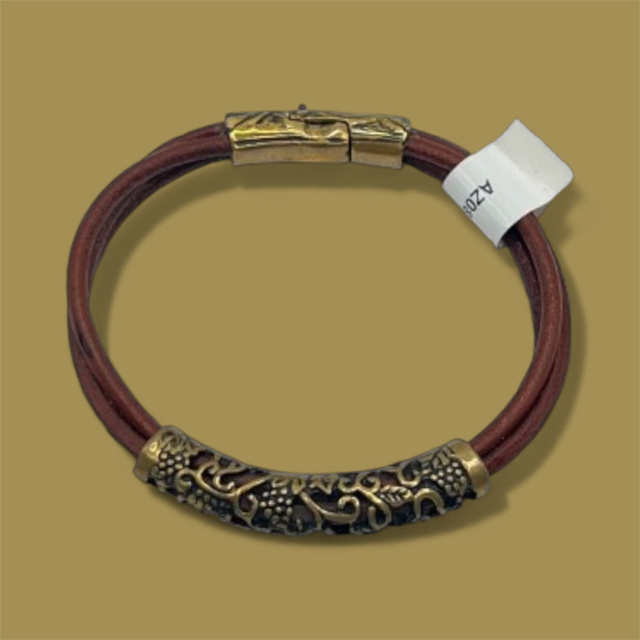 Grapevine Brass & Leather Bracelet