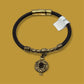 Leather & Brass Pomegranate Pendant Bracelet