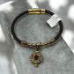 Leather & Brass Pomegranate Pendant Bracelet