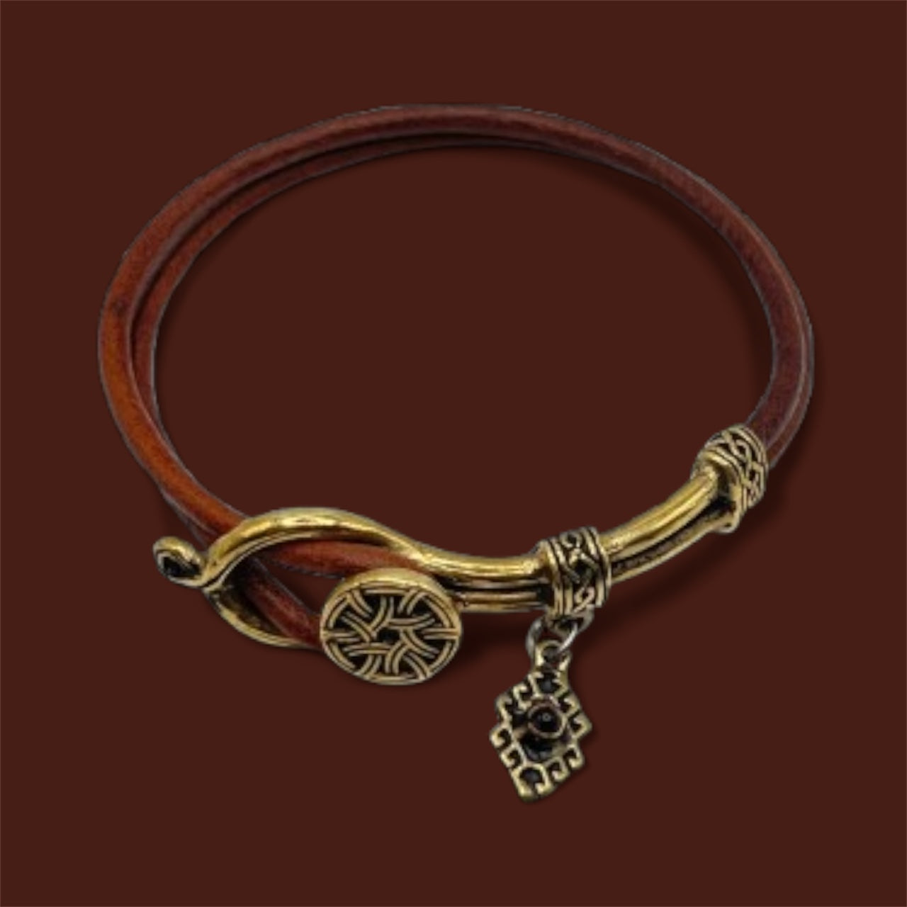 Brass & leather ornamental desighn bracelet
