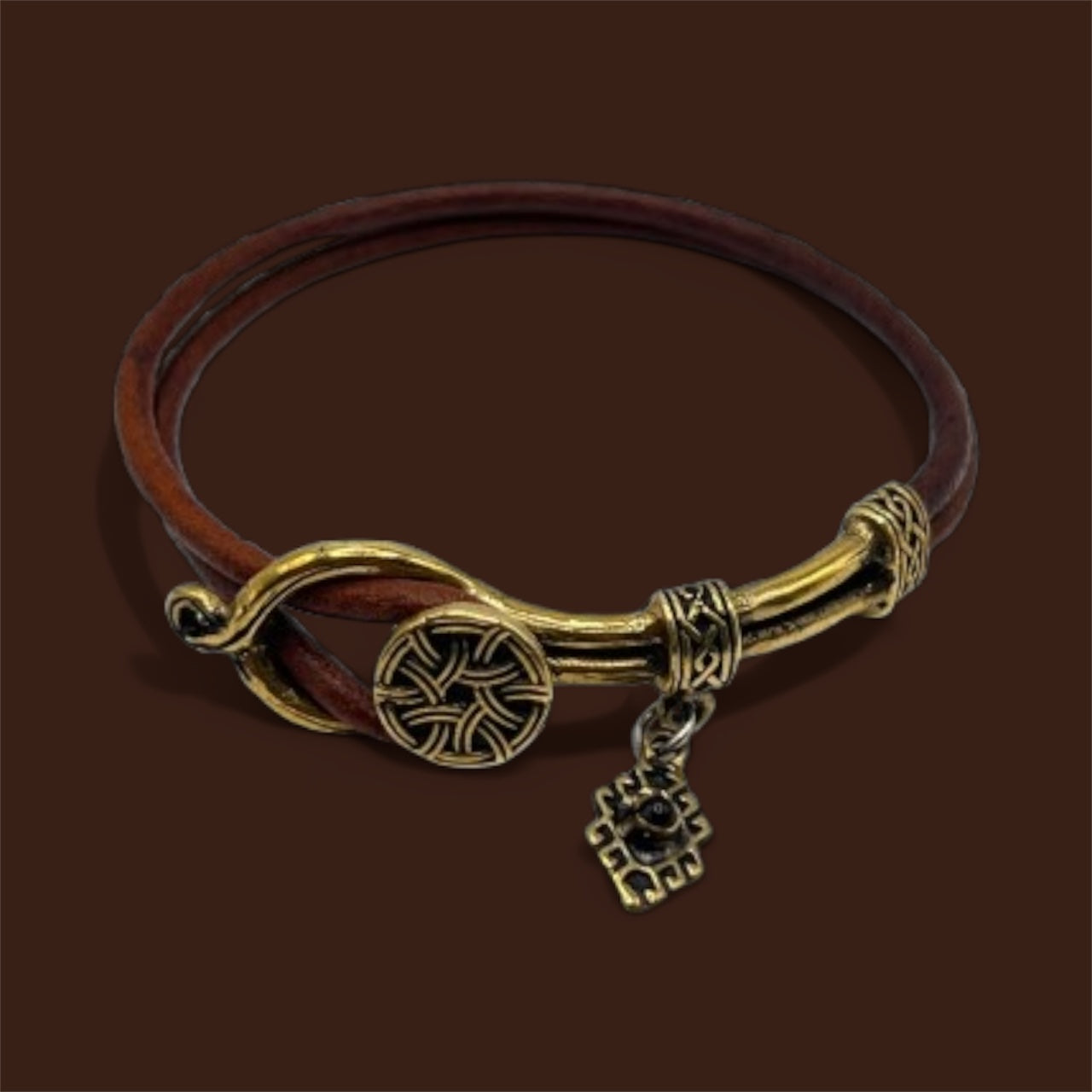 Brass & leather ornamental desighn bracelet