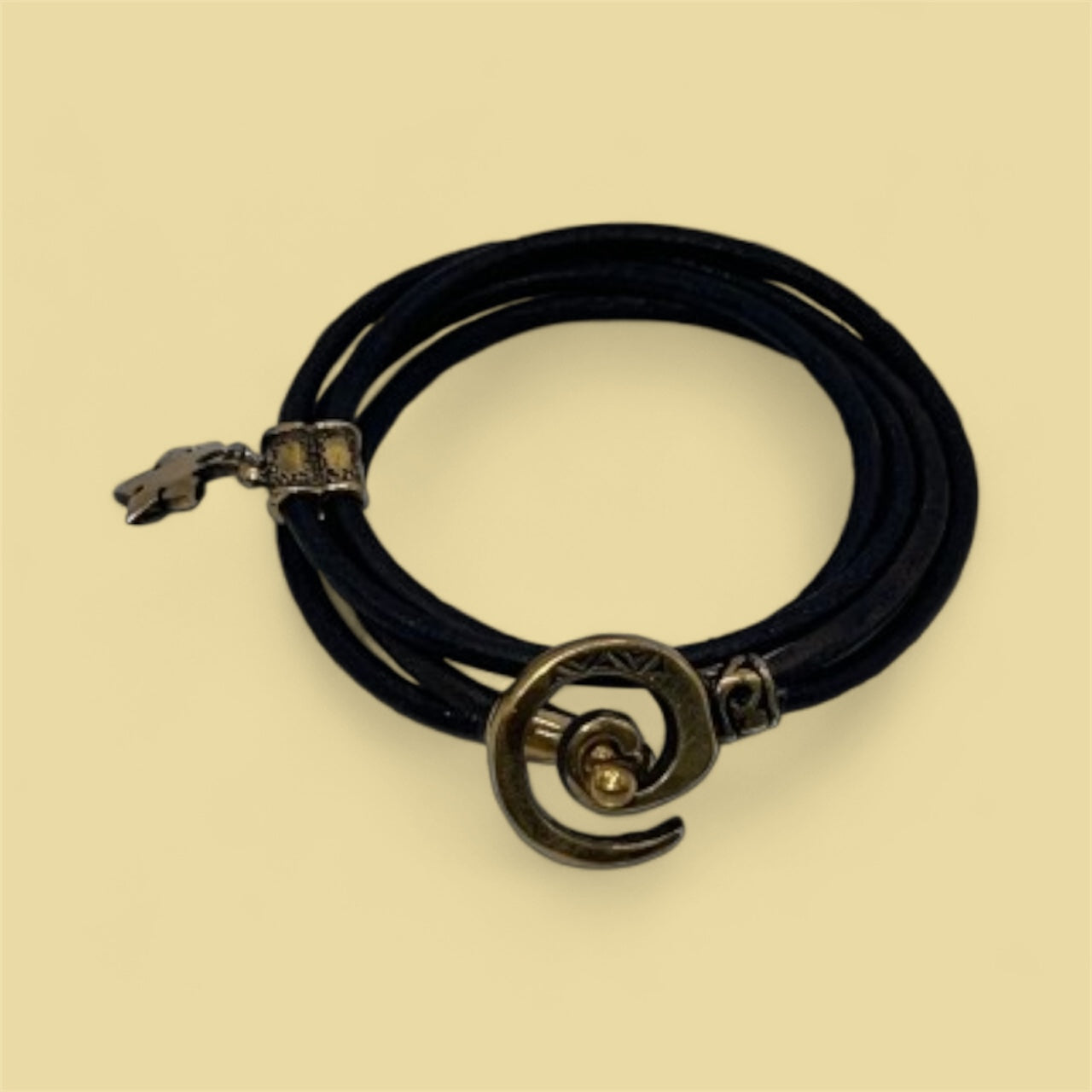 Brass Spiral Charm & leather braclet