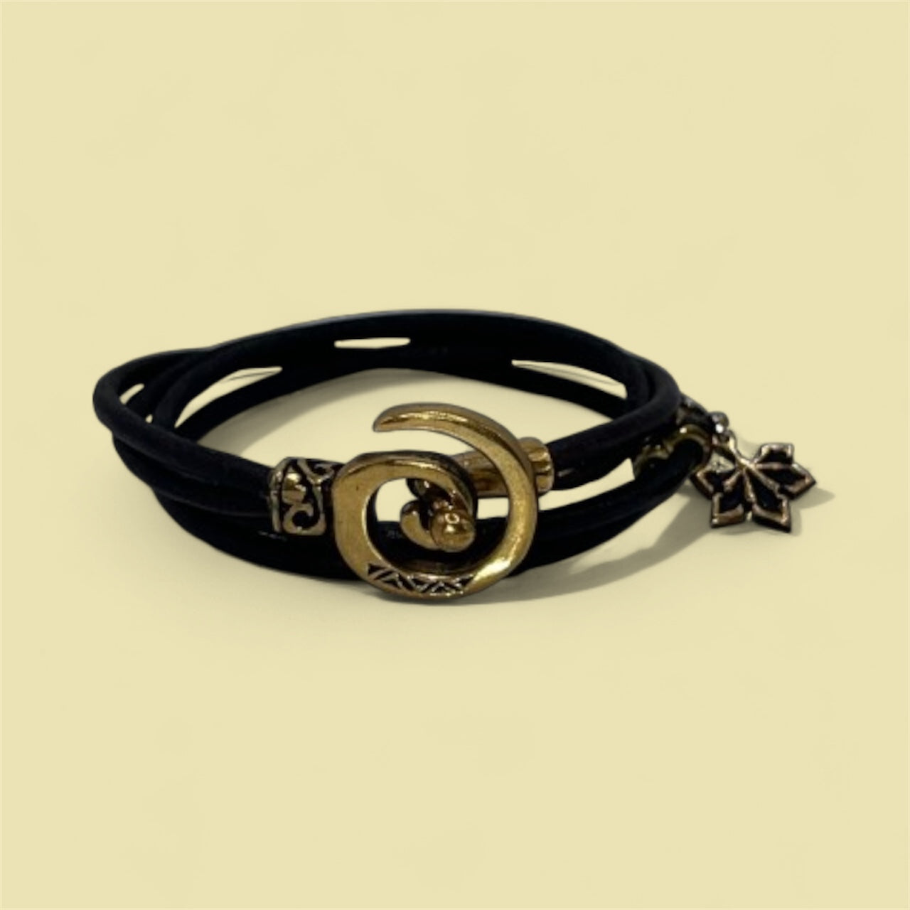 Brass Spiral Charm & leather braclet