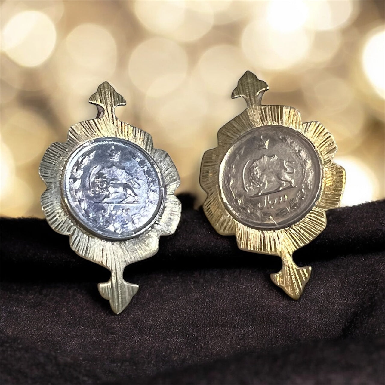 Persian Heritage Medallion Coin Earrings – Inspired by the Shah’s Era