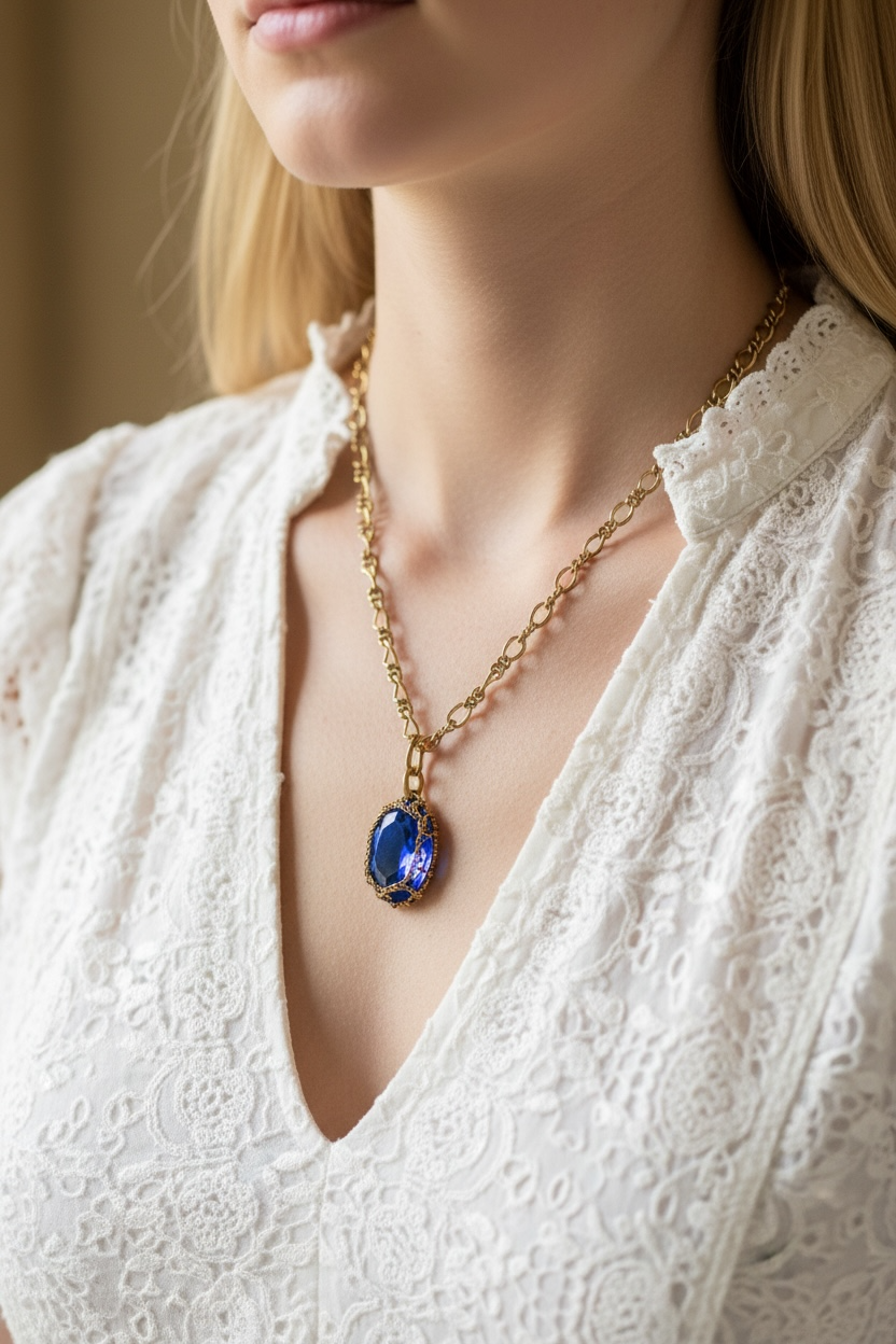 blue oval necklace