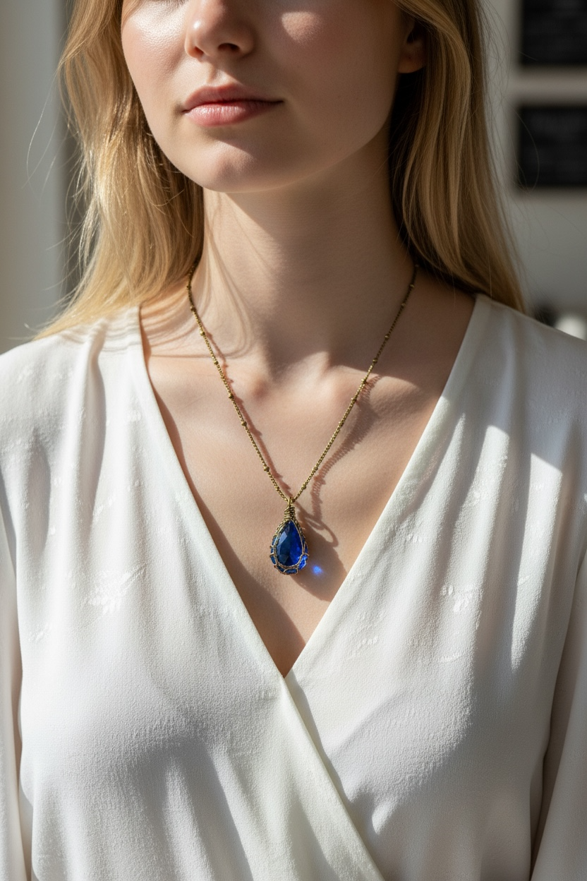 blue teardrop necklace
