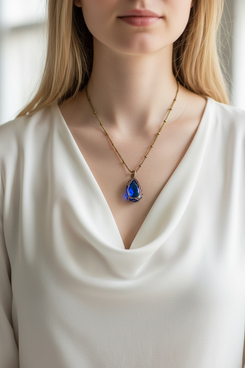 blue teardrop necklace