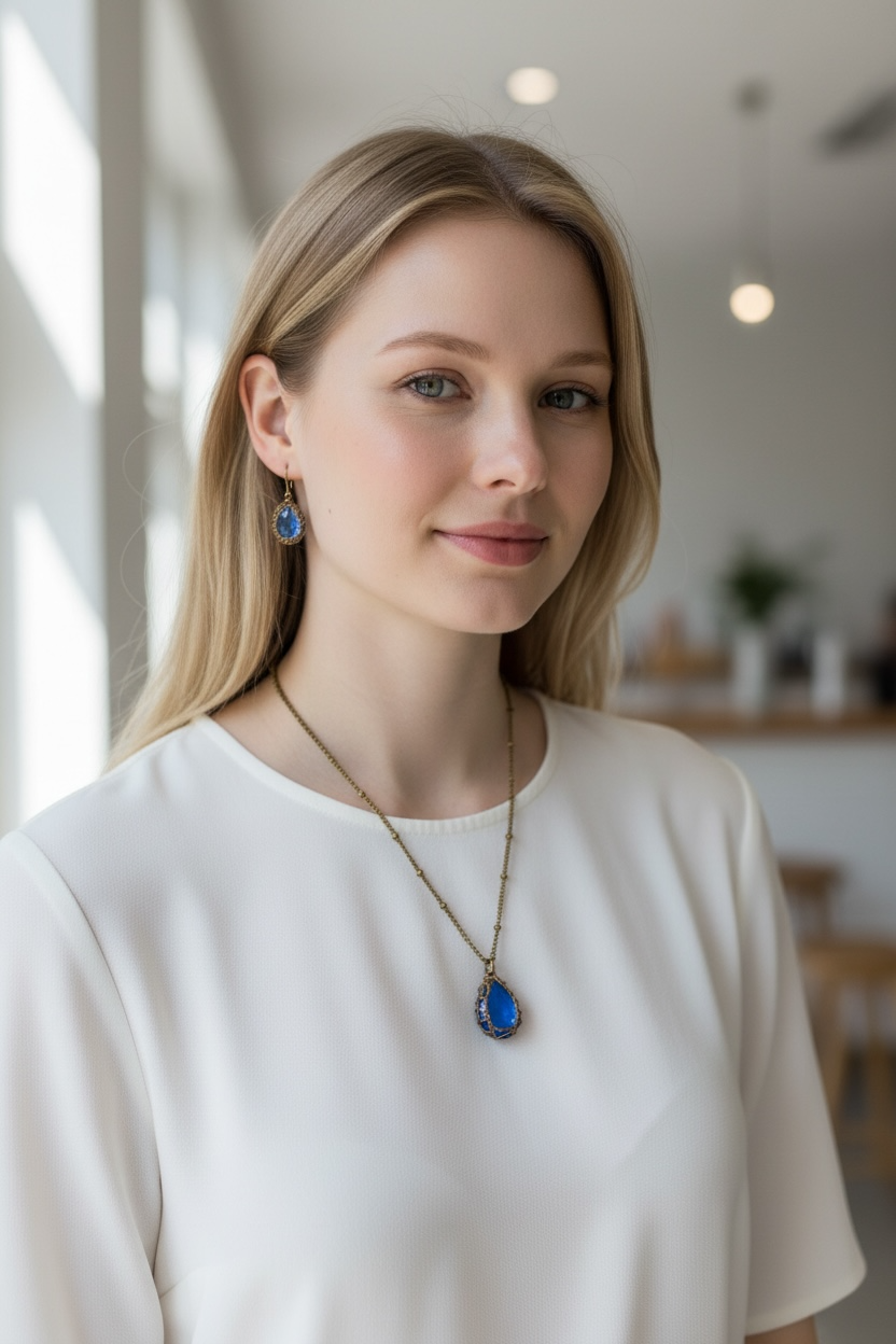 blue teardrop necklace