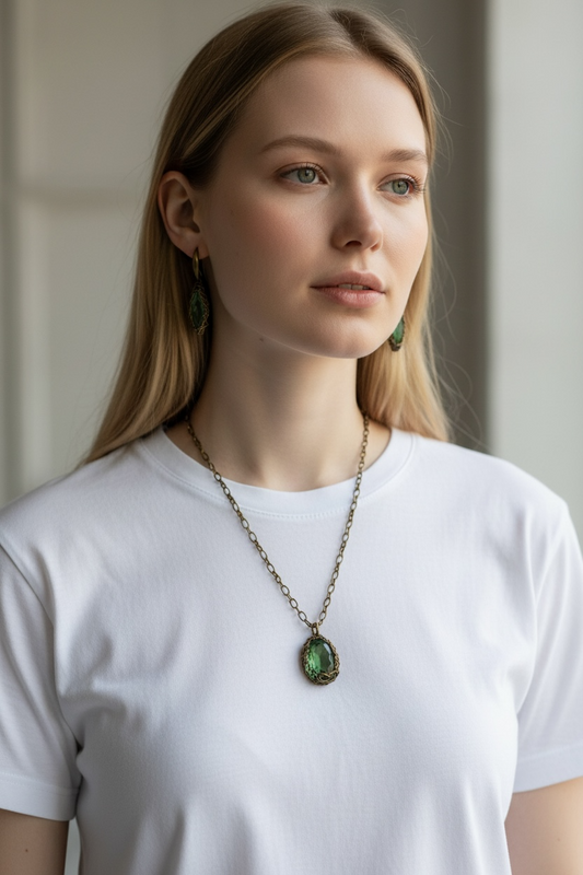 green oval necklace