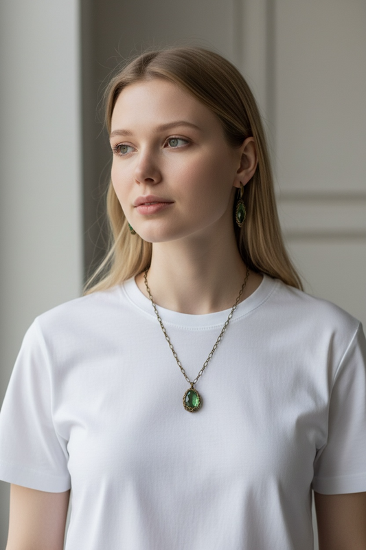 green teardrop necklace