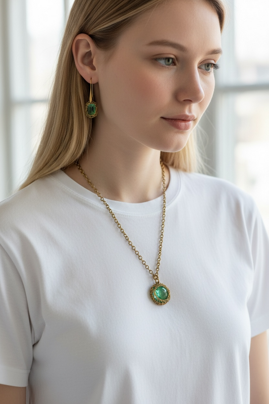 light green circle necklace