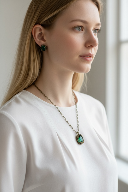 green oval necklace