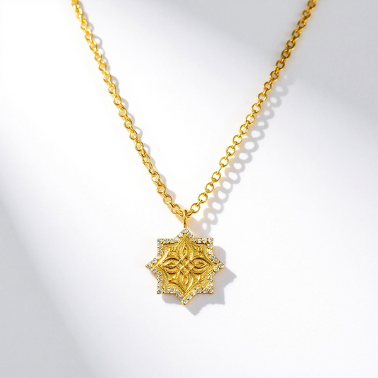 Armenian Khachkar Star Necklace – Goshavank XIII Century Inspired