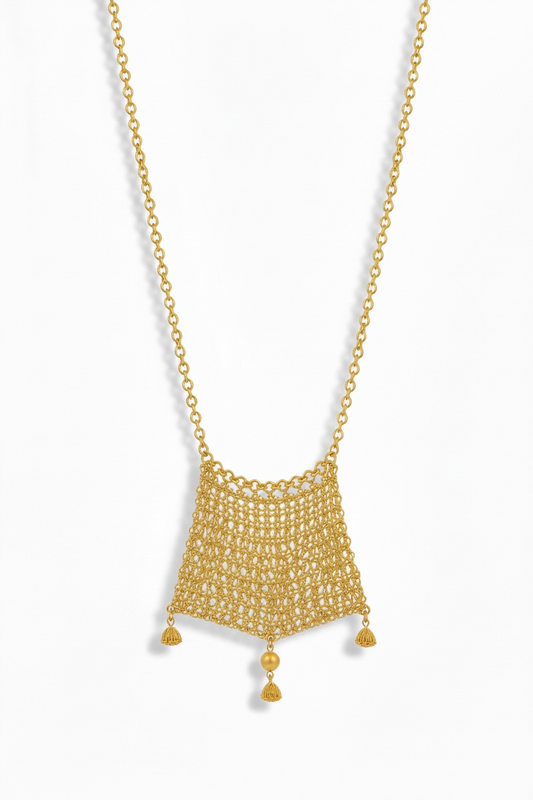 Golden Filigree Mesh Statement Necklace