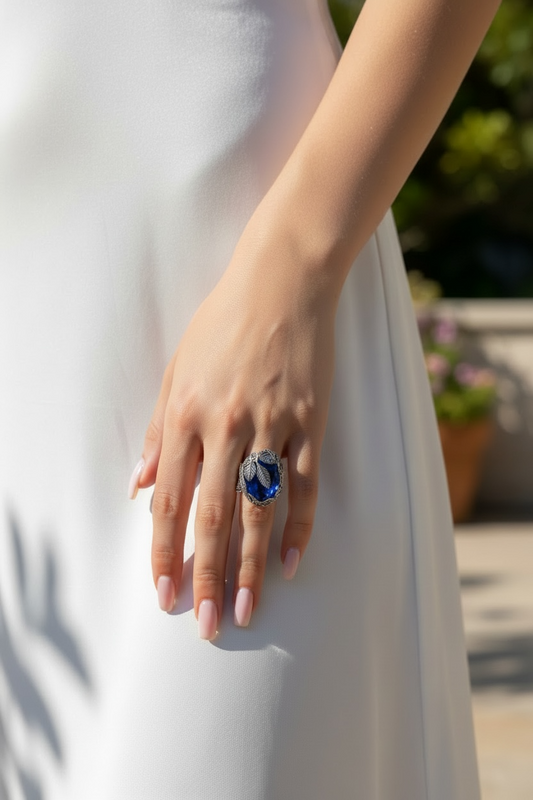 Royal Midnight Sapphire Statement Ring