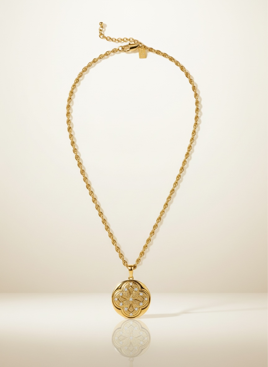 Armenian Heritage Reversible Clover Medallion Necklace – Hayr Mer Prayer Pendant (Unisex)