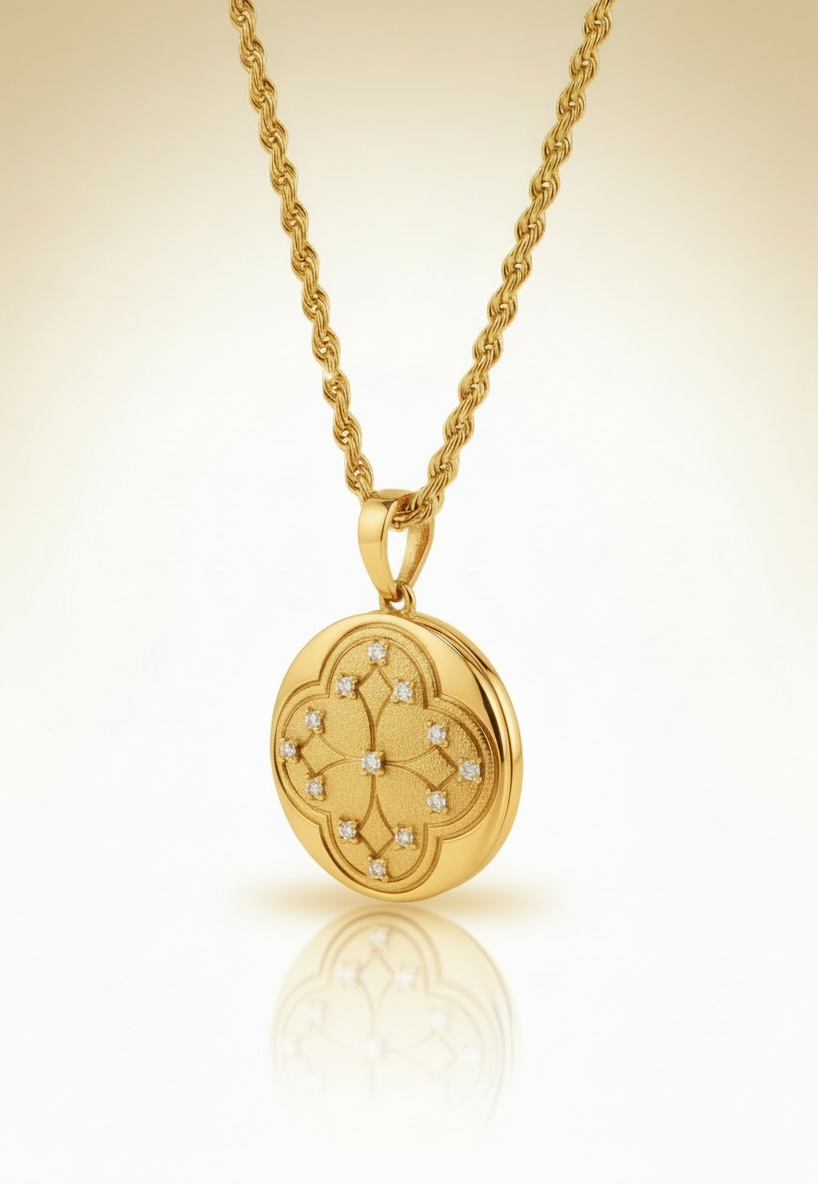 Armenian Heritage Reversible Clover Medallion Necklace – Hayr Mer Prayer Pendant (Unisex)