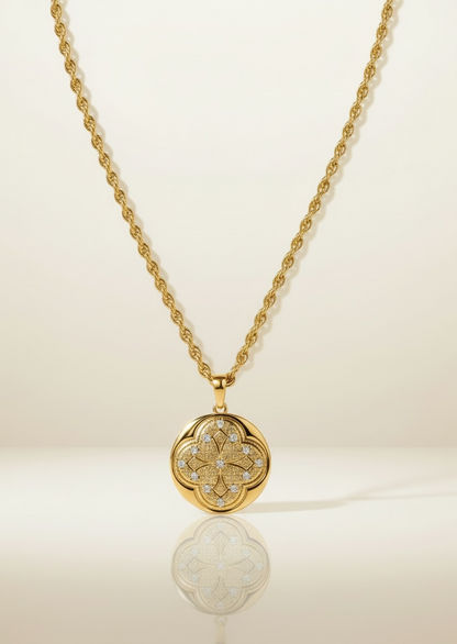 Armenian Heritage Reversible Clover Medallion Necklace – Hayr Mer Prayer Pendant (Unisex)