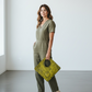 Eternity Symbol Leather Tote – Mustard Yellow