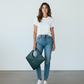 Eternity Symbol Leather Tote – Dark Green