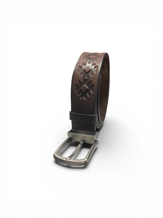 Eternity Armenian Pattern Leather Belt - Brown