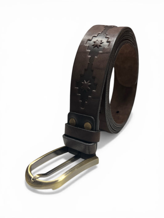 Eternity Armenian Heritage Leather Belt - gold buckle