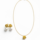 Golden Rose Pearl Drop Earrings