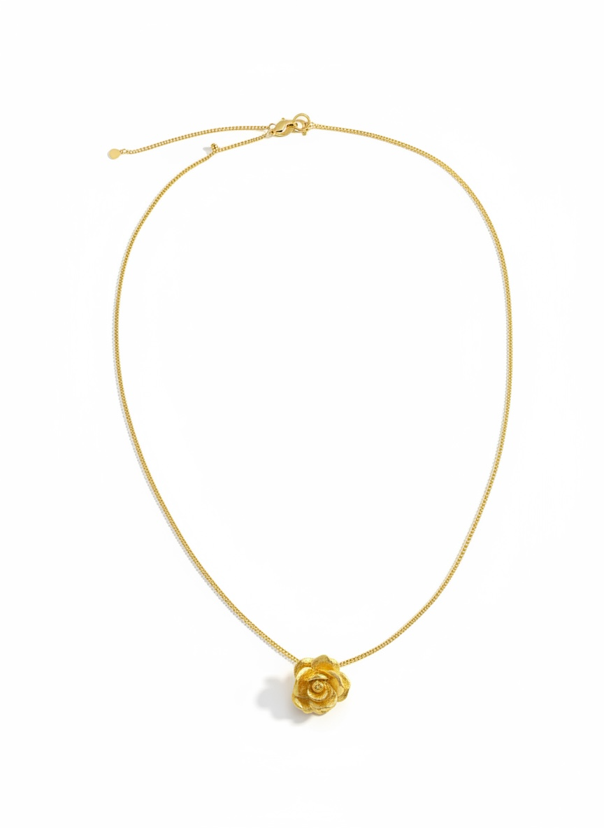 Golden Rose Pendant Necklace