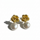 Golden Rose Pearl Drop Earrings