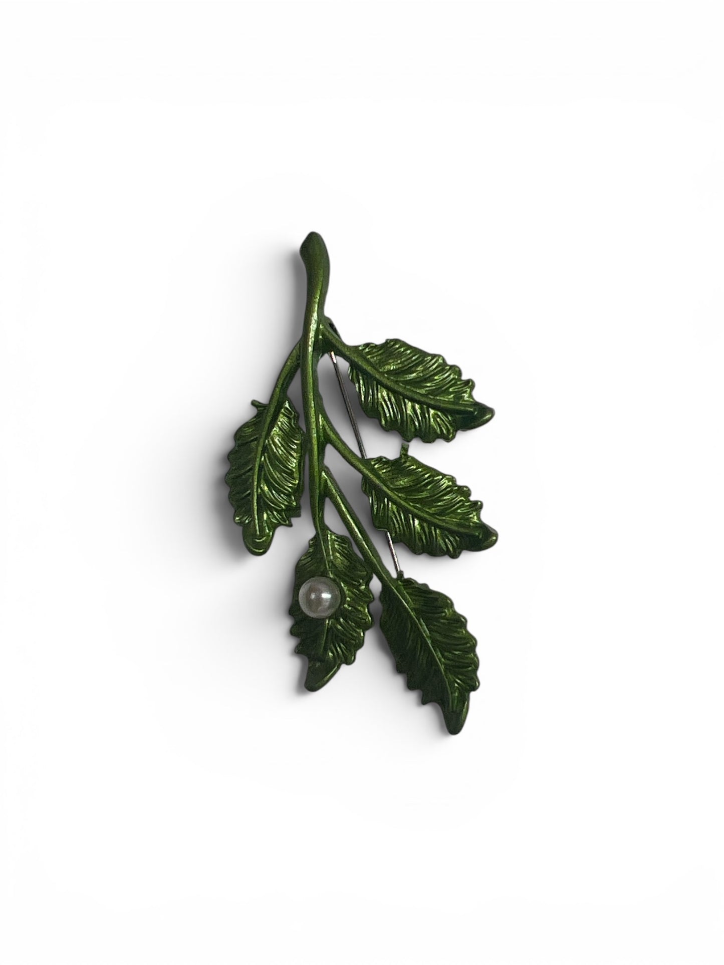 Botanical Leaf Pearl Brooch
