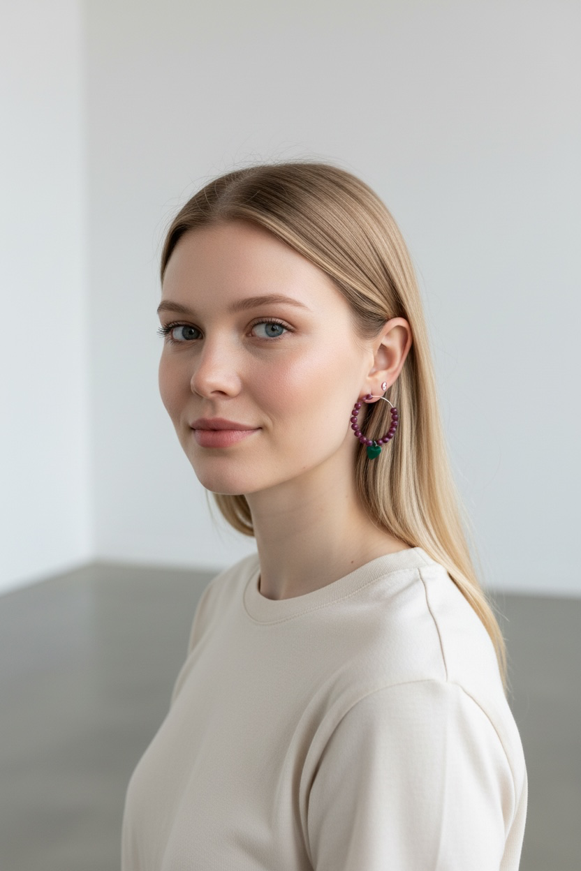 Earrings with beaded detail and Heart charm