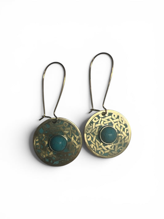 Long Circle Pendant Earrings