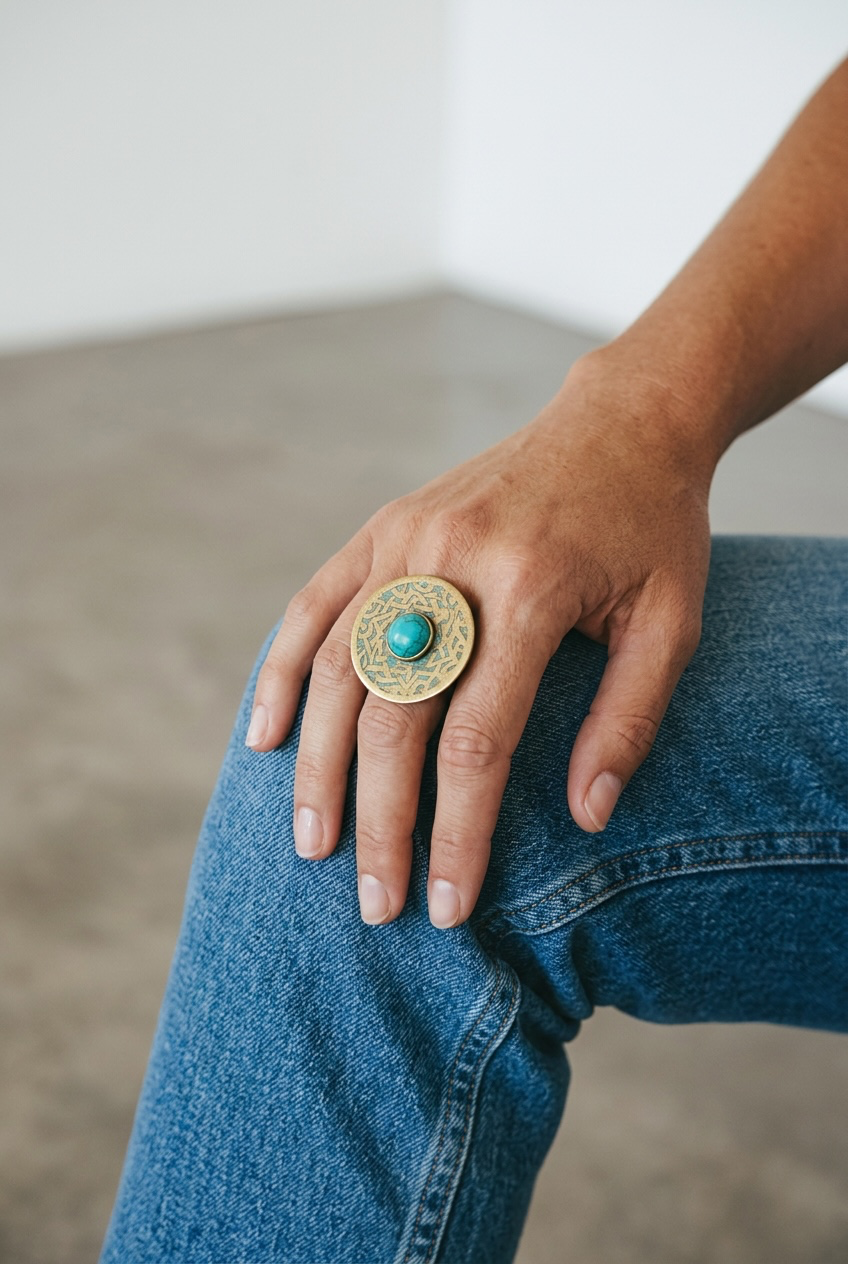 Round Design Ring with Turquoise
