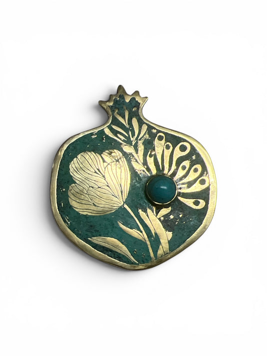 Pomegranate Brooch Turquoise