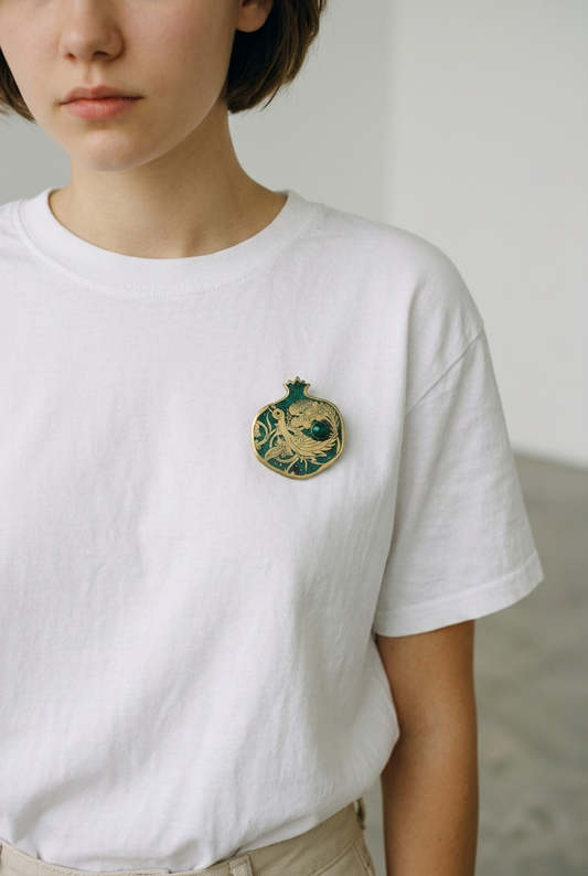 Pomegranate Brooch Green