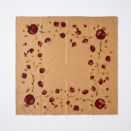 Batik Pomegranate Silk Scarf square