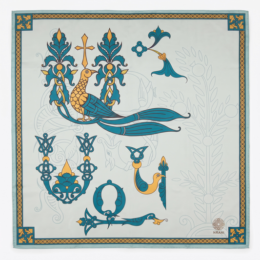 Trchnagir Armenian Alphabet Poly Silk Scarf 8
