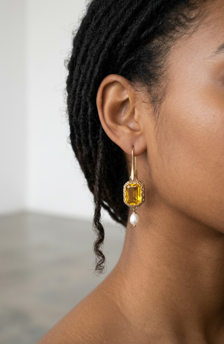 Gold Gem Earrings