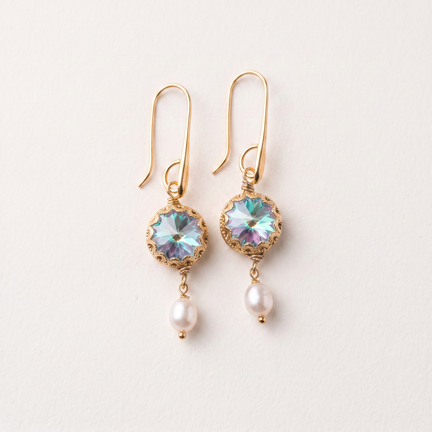 Gold rainbow Gem Earrings
