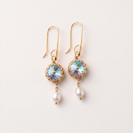 Gold rainbow Gem Earrings