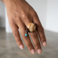 Brown Leather Brown Stone Ring