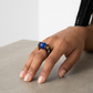 Brown Leather Blue Circle Ring