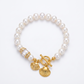 White pearl beaded bracelet sea shell