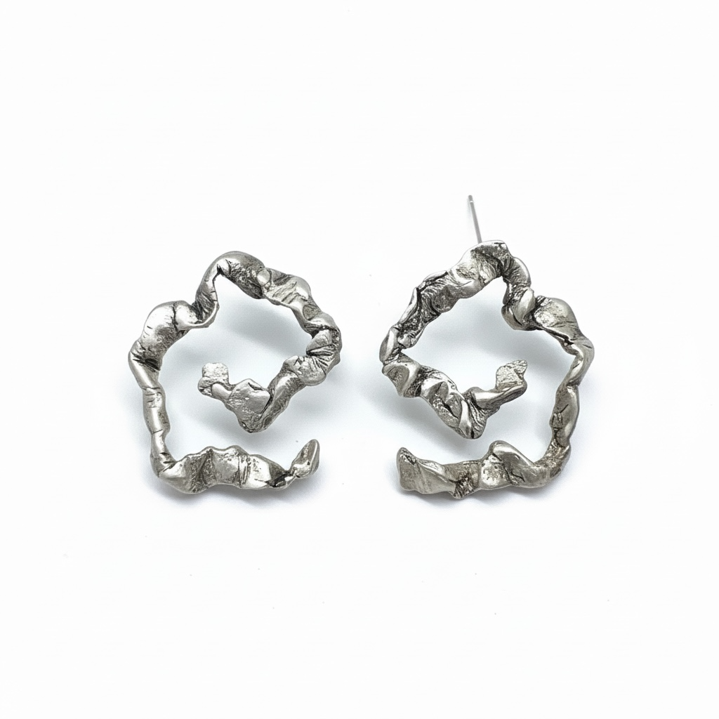 Stainless Steel Textured Earrings