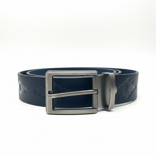 Eternity Armenian Pattern Leather Belt - 2 Navy