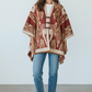 Print Toggle Front Cape Cardigan: WINE / One Size