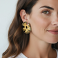 Black & Gold Rio Hoops Handmade Crochet Earrings