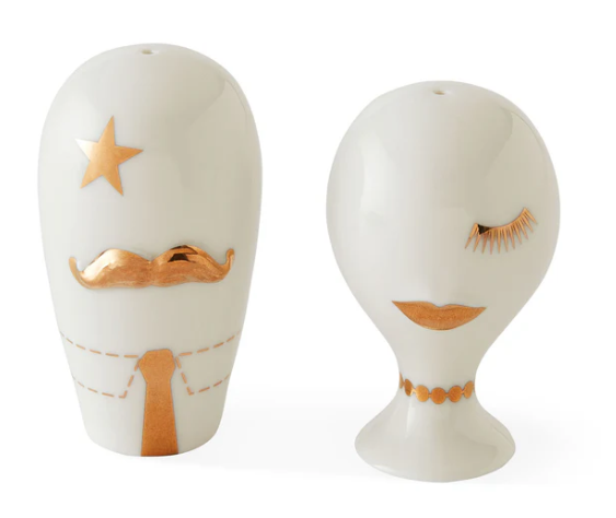 Gilded Mr. & Mrs. Muse Salt & Pepper Set/ Jonathan Adler