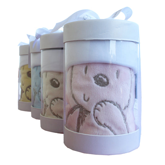 Security Blanket with Beanie | Bear Embroidered